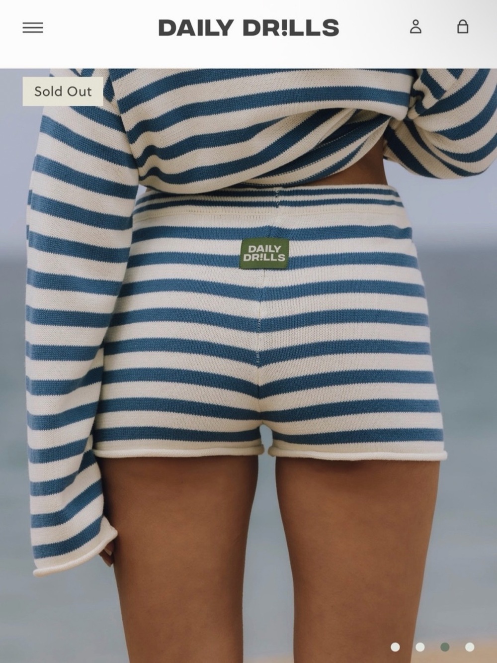 NWT Daily Drills Beach Knit Mini Shorts in
Cabana + White XS/S
